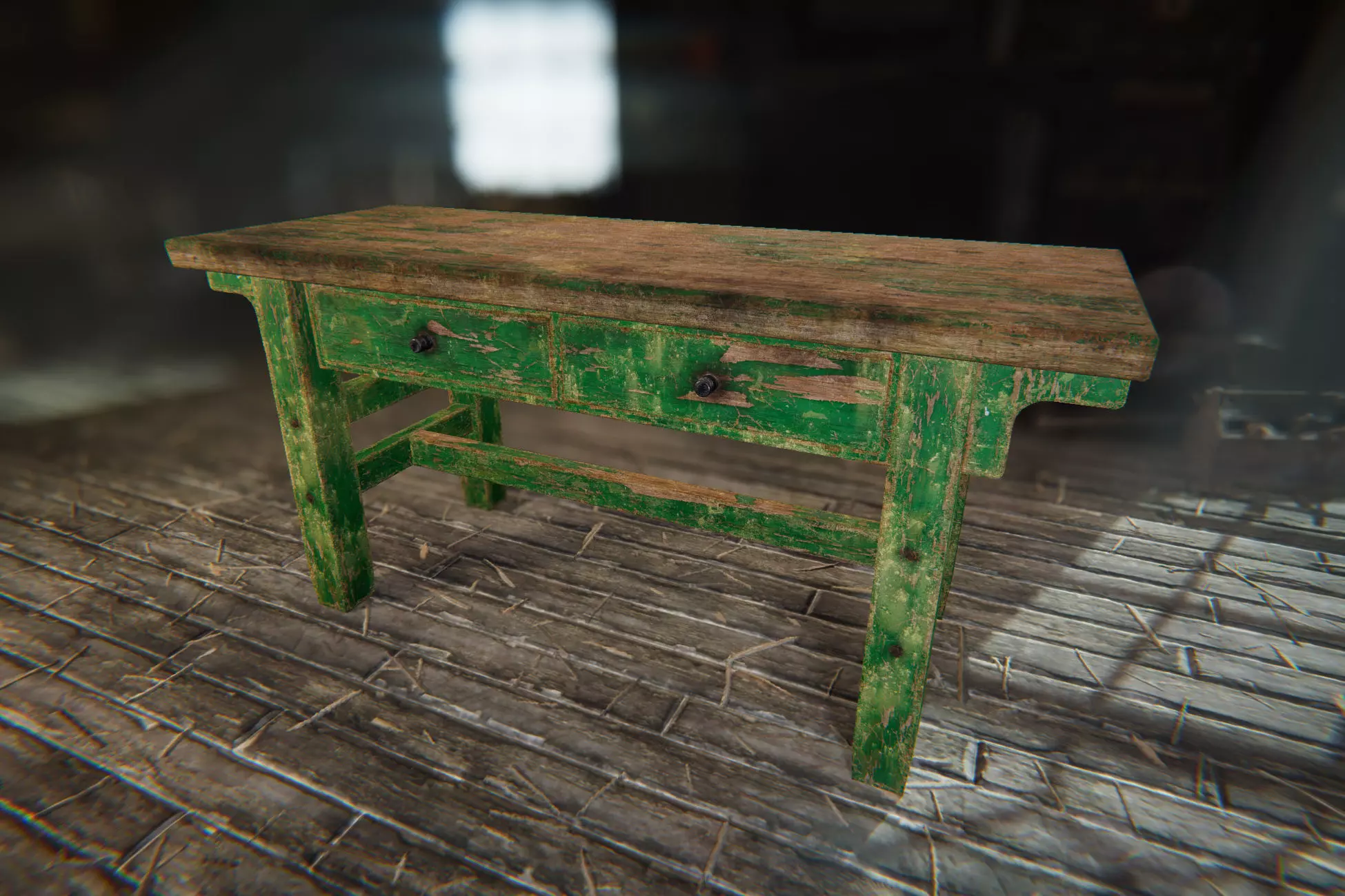 Old Workshop Table Low-poly 3D model_3