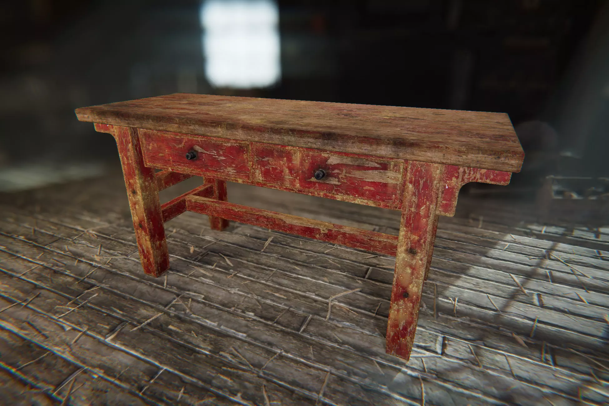 Old Workshop Table Low-poly 3D model_5