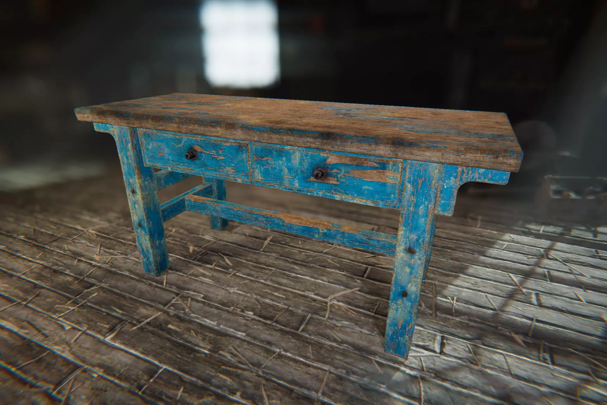 Old Workshop Table Low-poly 3D model_4