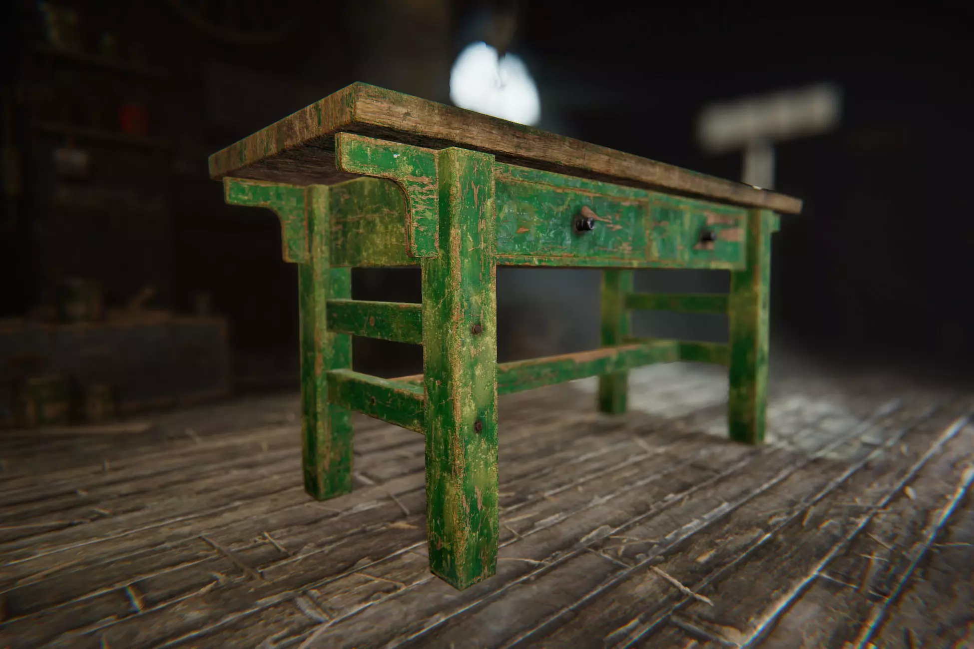 Old Workshop Table Low-poly 3D model_6