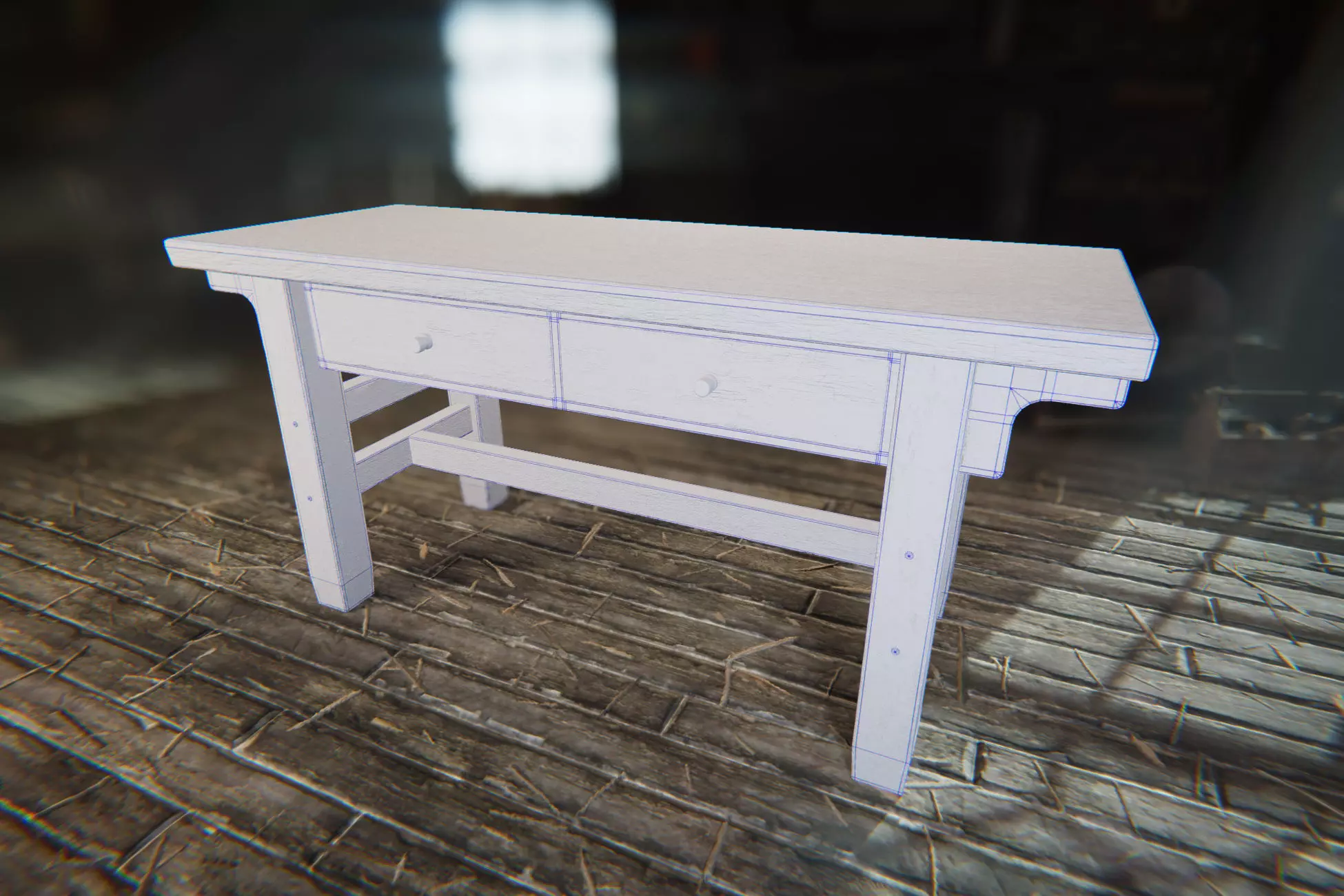 Old Workshop Table Low-poly 3D model_16