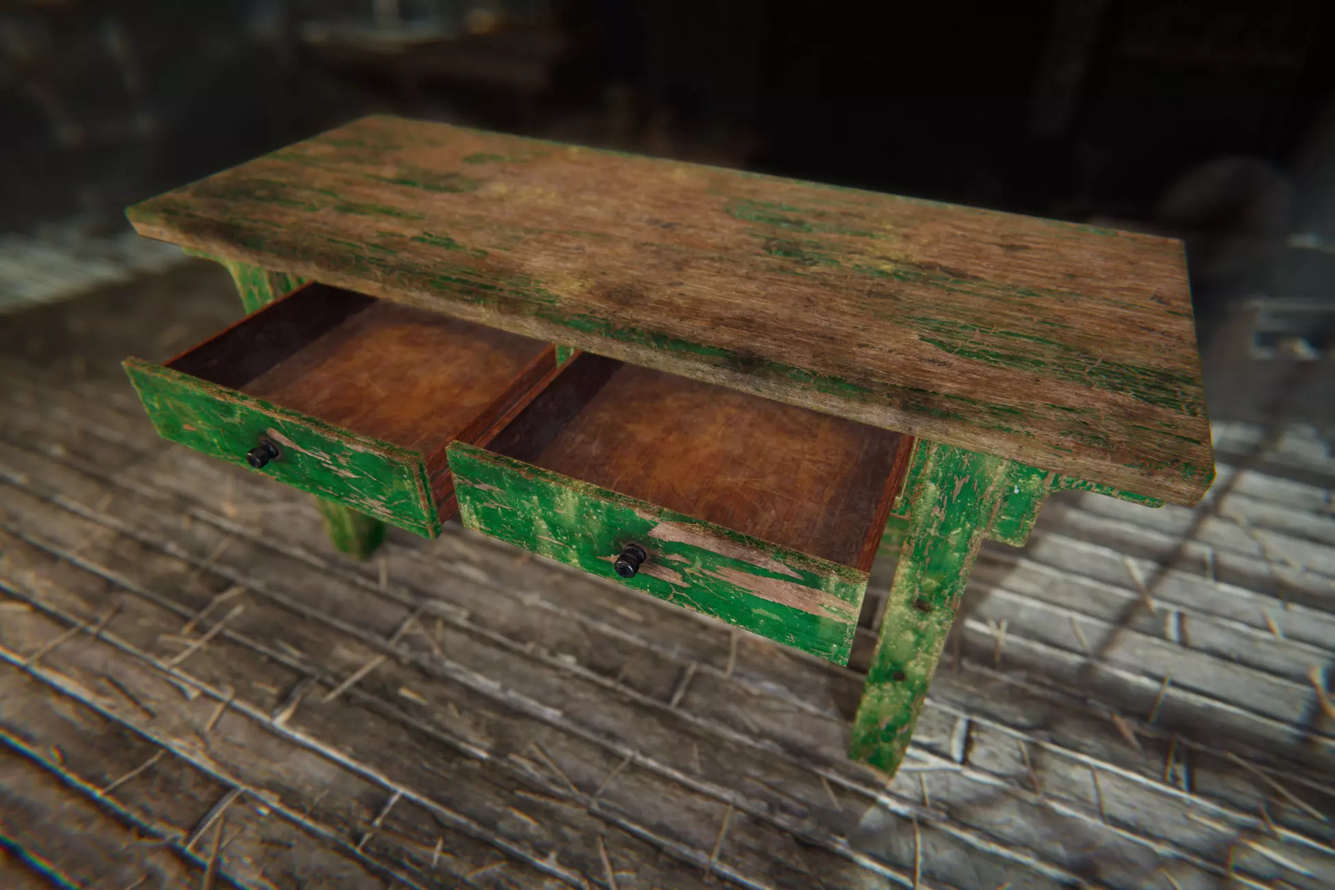 Old Workshop Table Low-poly 3D model_13