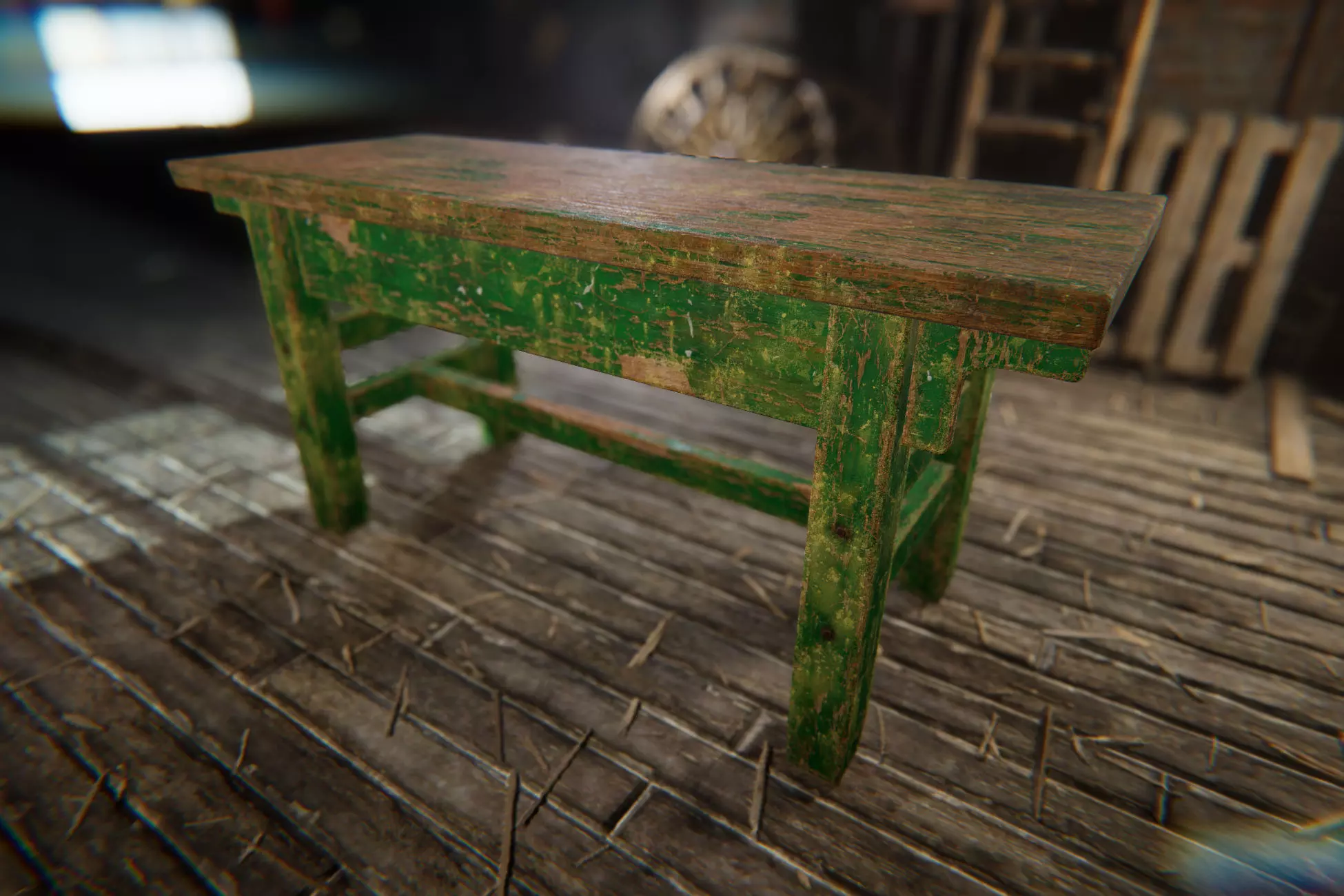 Old Workshop Table Low-poly 3D model_10