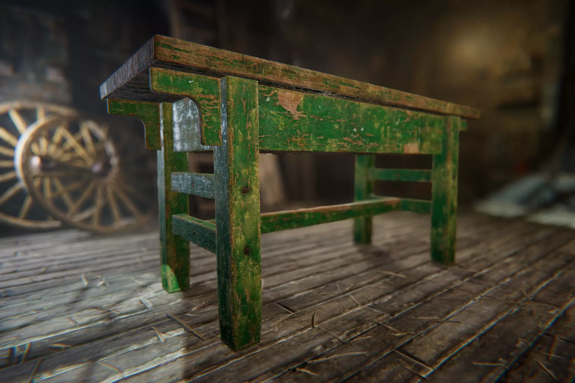 Old Workshop Table Low-poly 3D model_11