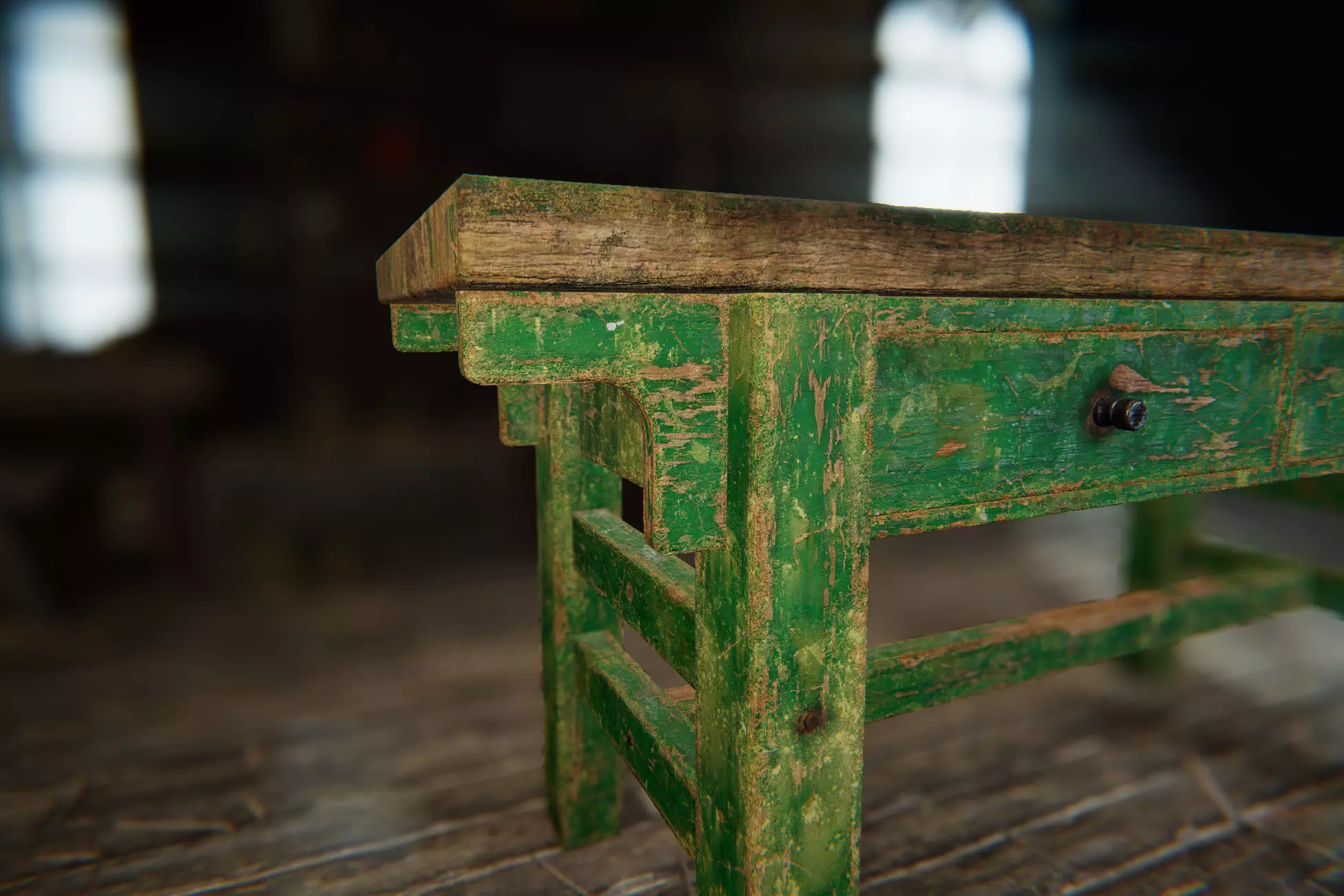 Old Workshop Table Low-poly 3D model_7