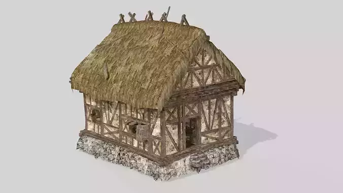 Thatch Hut House For Games and Films 3D Model Low-poly 3D model