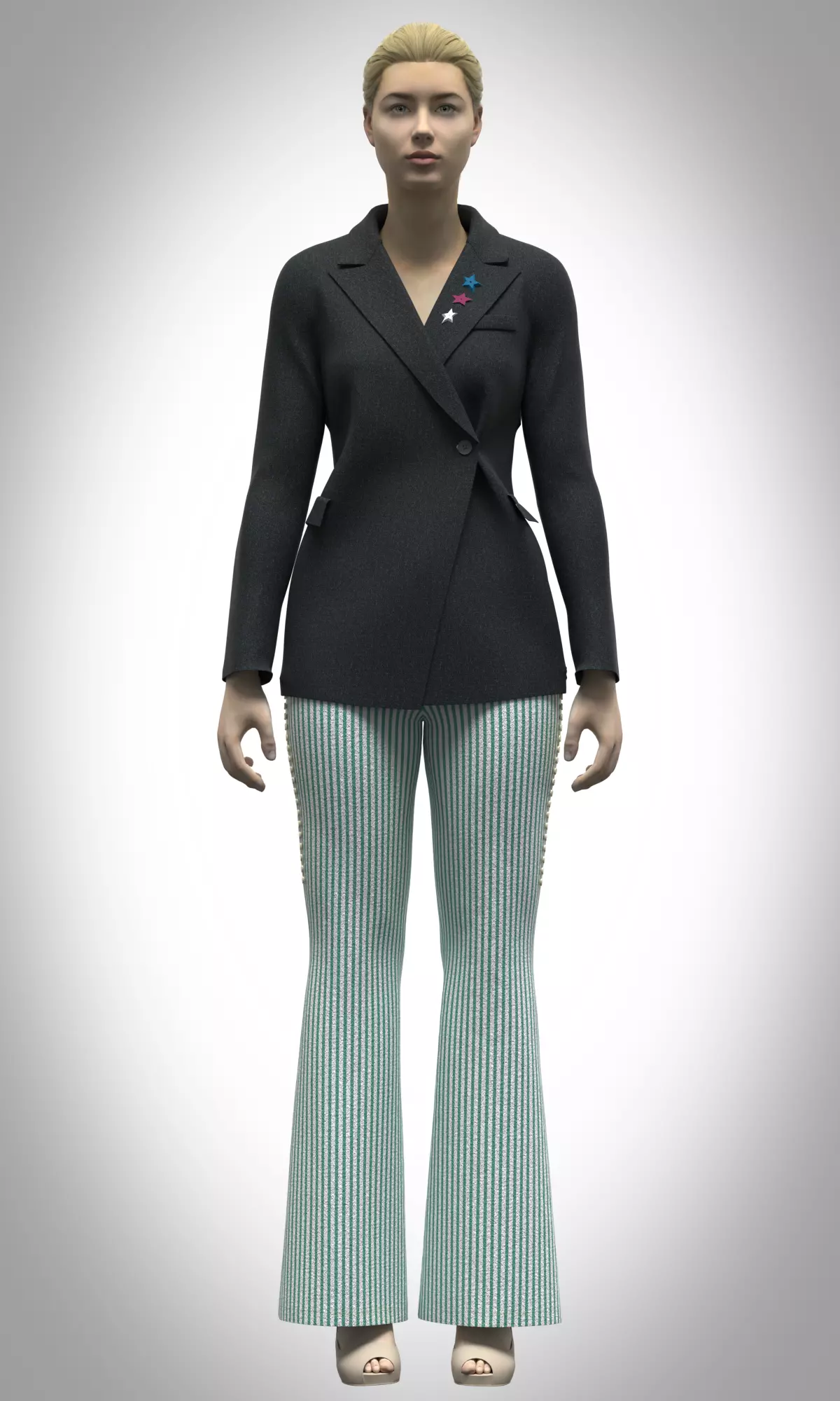 Womens Blazer with Wide Leg Pants Low-poly 3D model_0