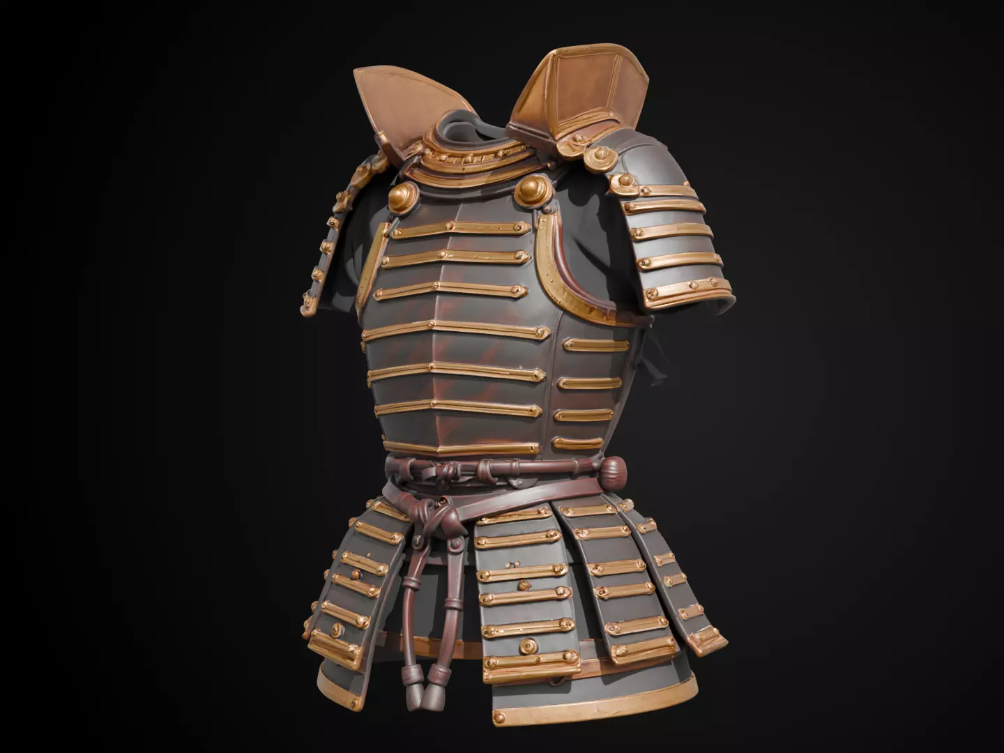 Stylized Samurai Armor - Moonsteel Warrior 3D print model_11