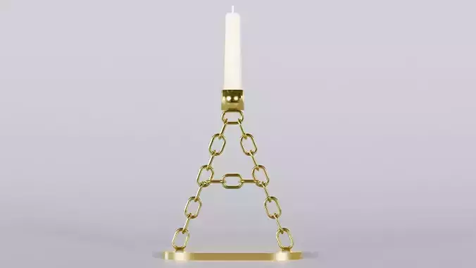 Alphabet A Chain Gold Candleholder  3D Model True 4K PBR  