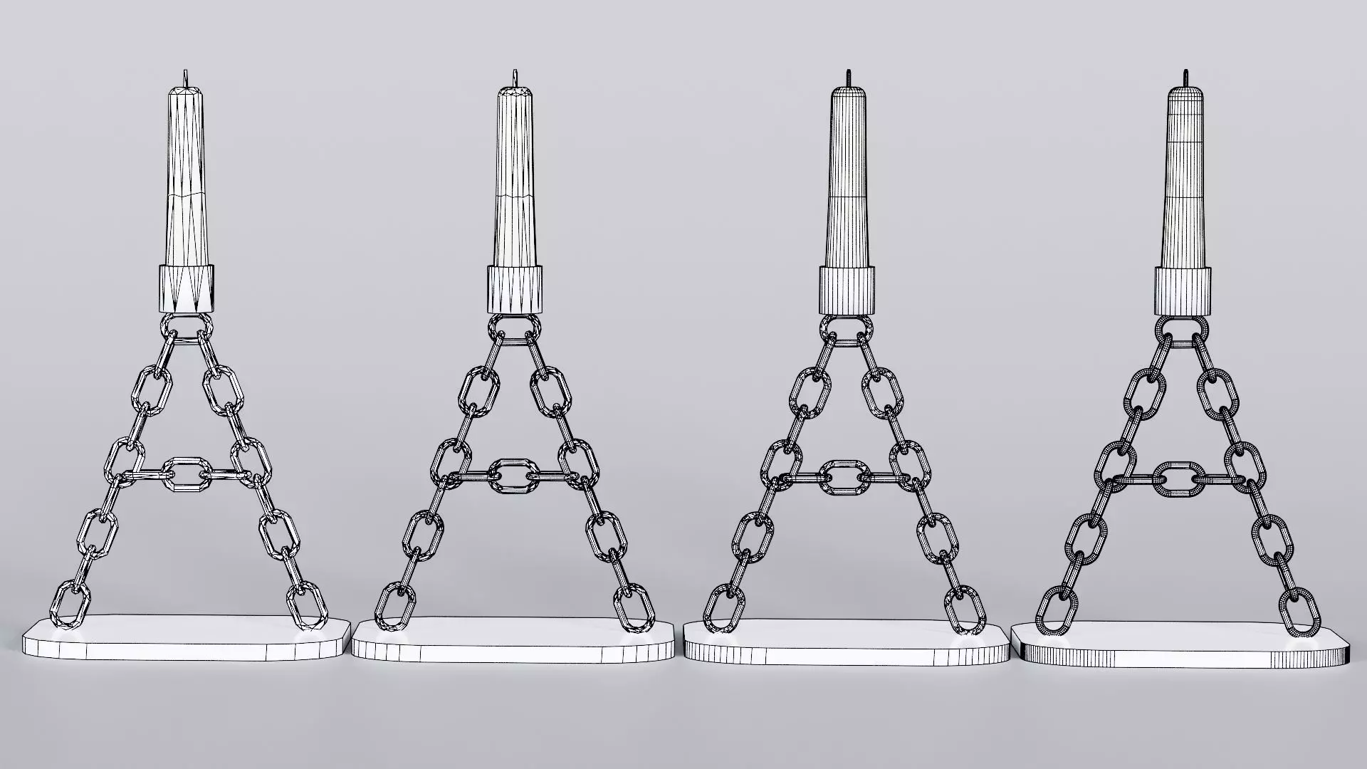 Alphabet A Chain Candleholder Rose Gold 3D Model 4K PBR Low-poly 3D model_5