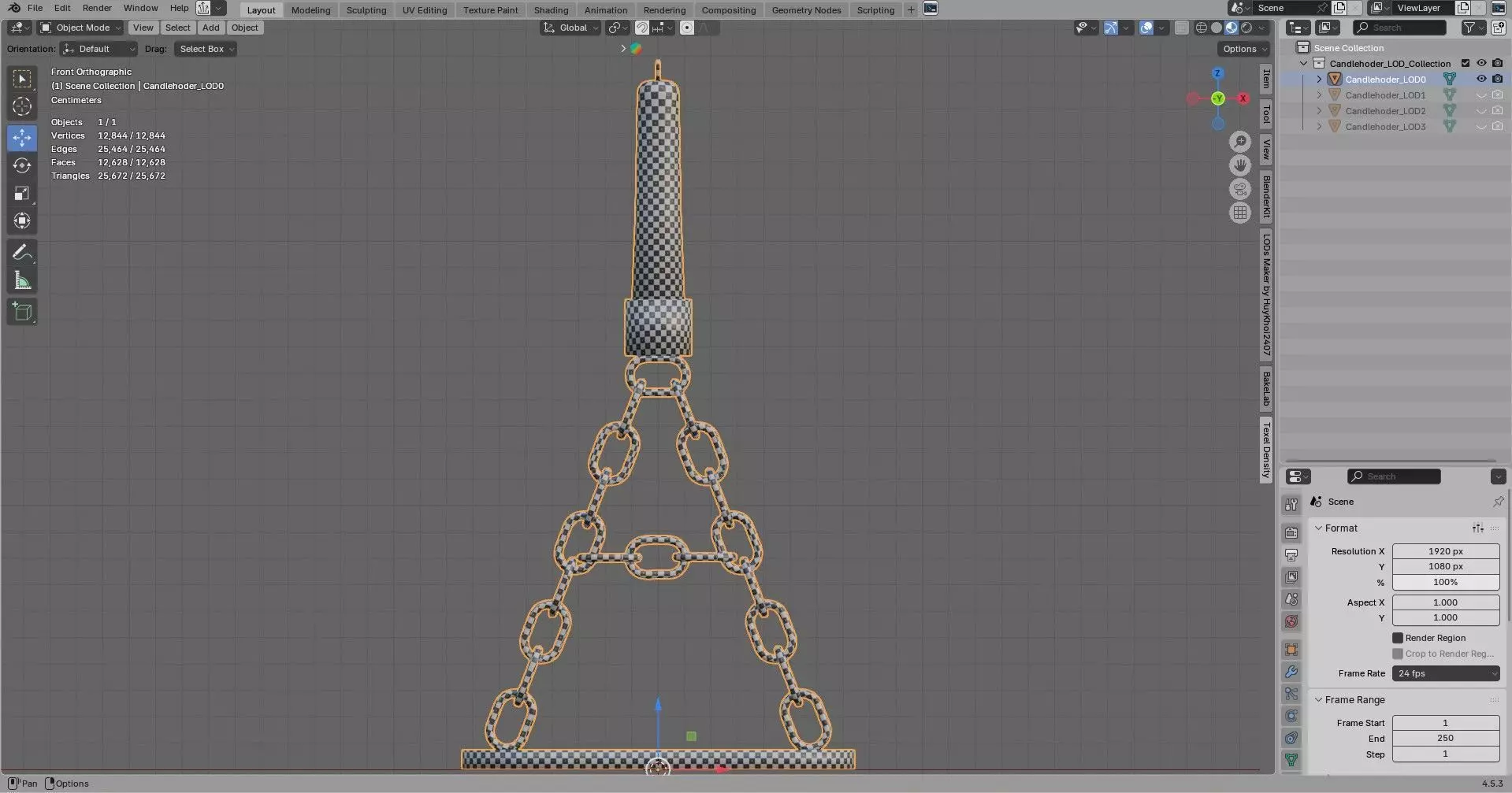 Alphabet A Chain Candleholder Rose Gold 3D Model 4K PBR Low-poly 3D model_3