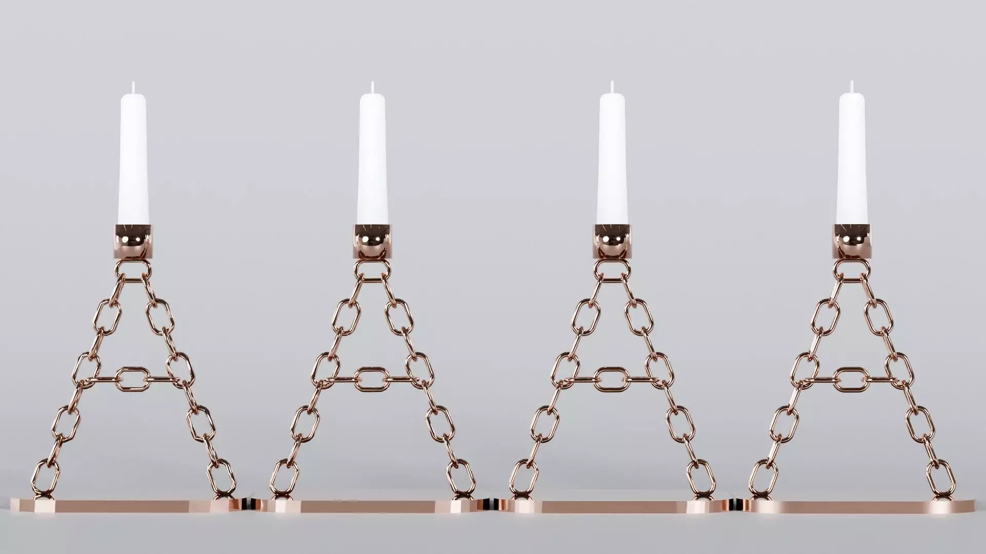 Alphabet A Chain Candleholder Rose Gold 3D Model 4K PBR Low-poly 3D model_2