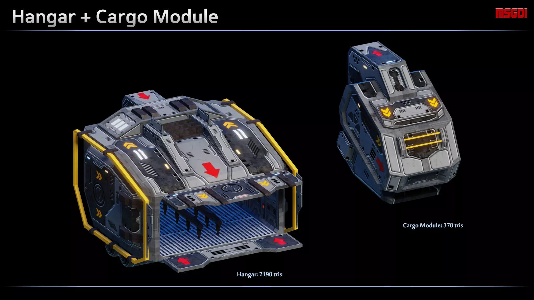 Spaceship Frigate Modular Equipment Low-poly 3D model_0