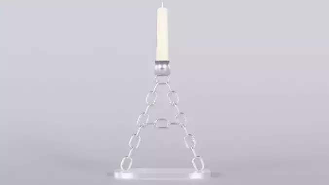 Alphabet A Chain Silver Candleholder 3D Model True 4K PBR  
