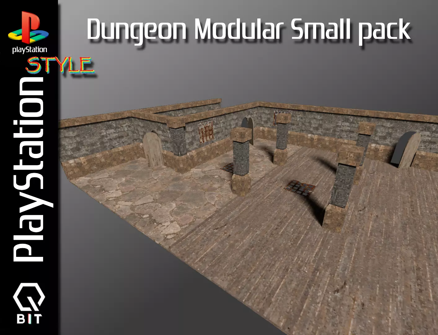 Dungeon Modular PS1 style Small pack OLD games style Free low-poly 3D model