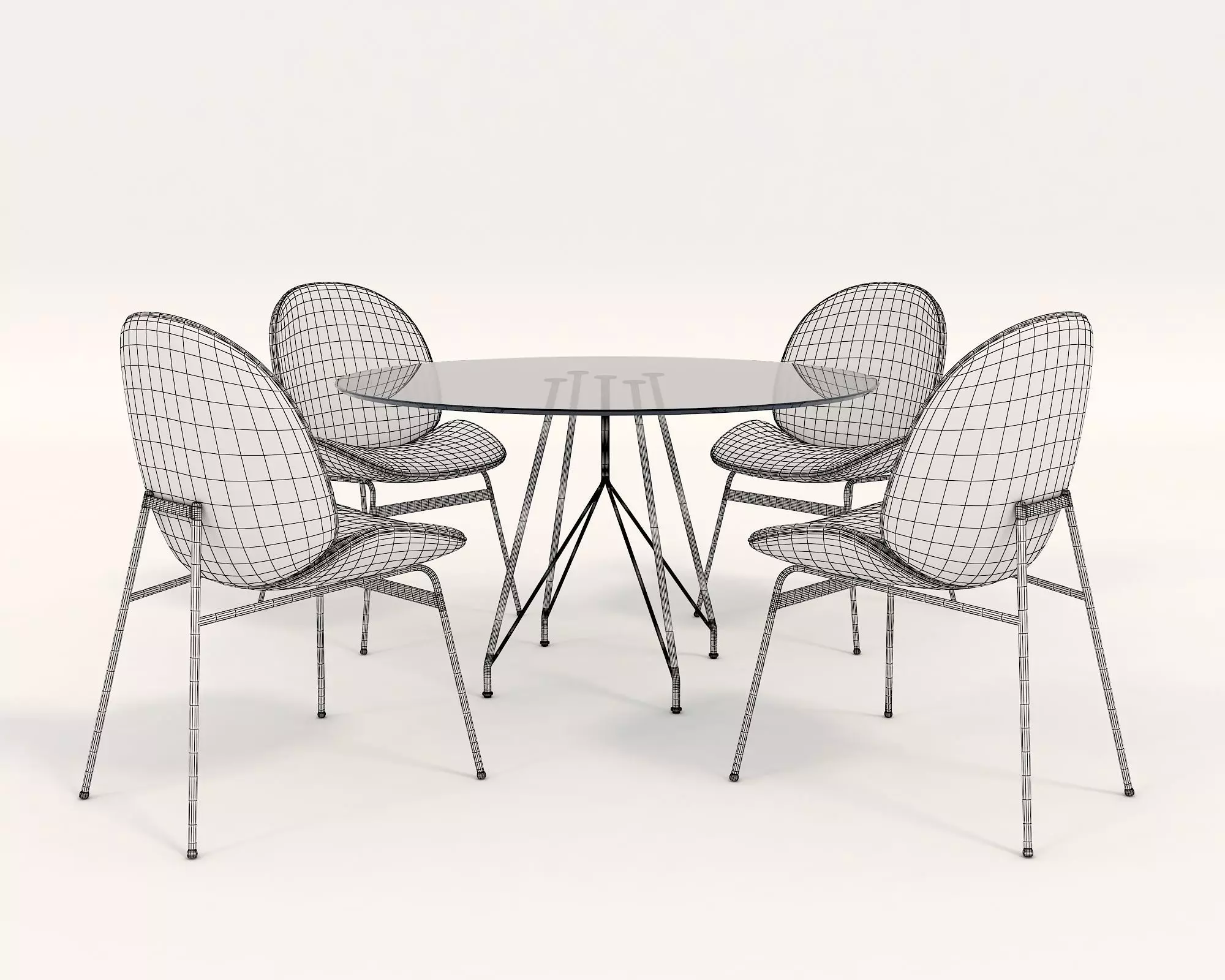 Modern Dining Table and Chairs 14 3D model_9