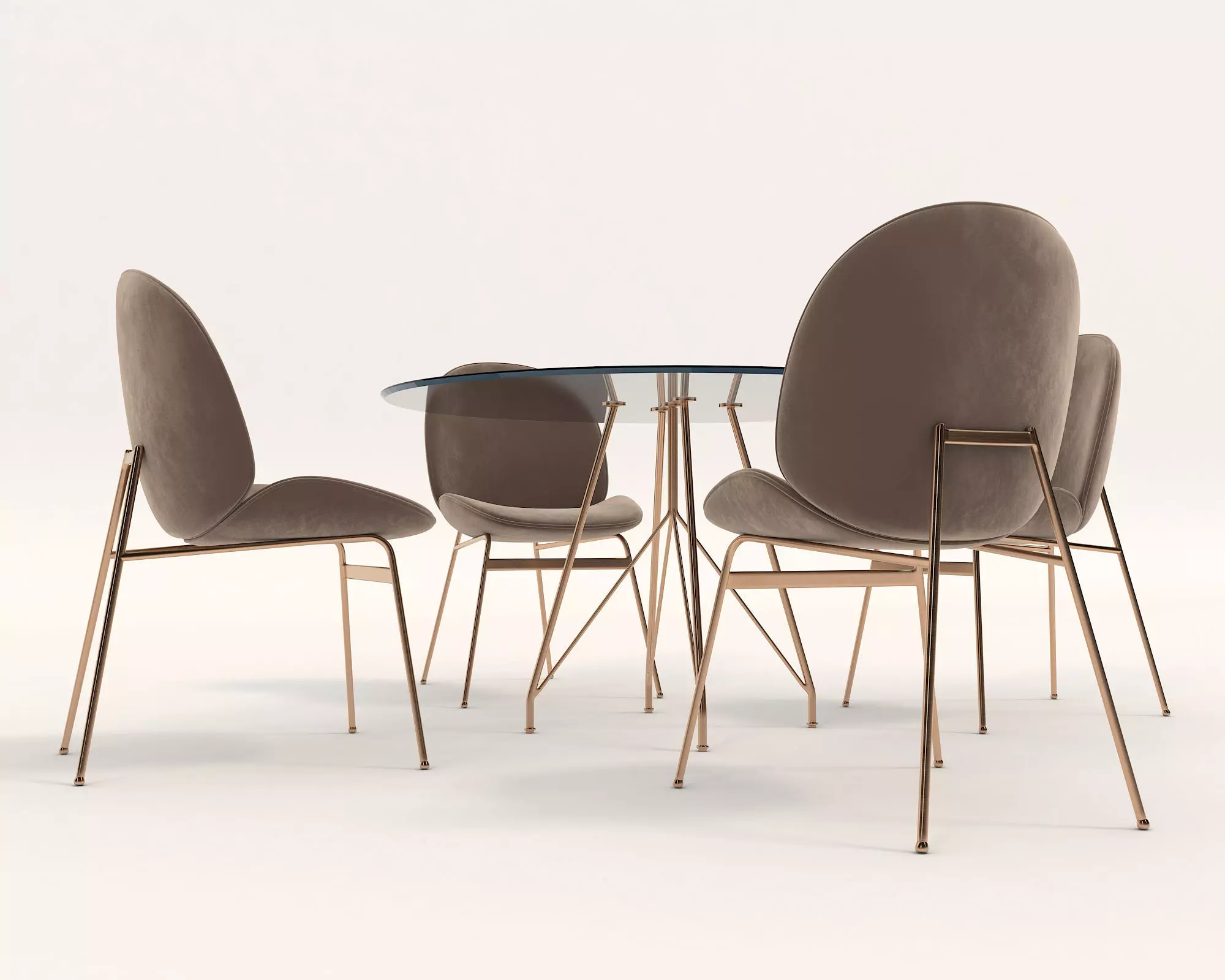 Modern Dining Table and Chairs 14 3D model_2