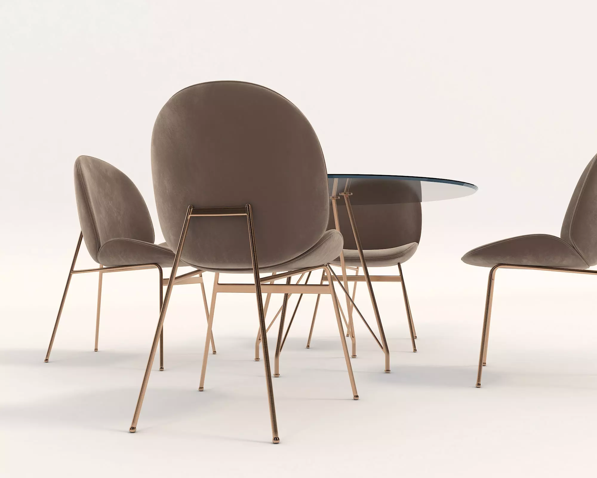 Modern Dining Table and Chairs 14 3D model_4