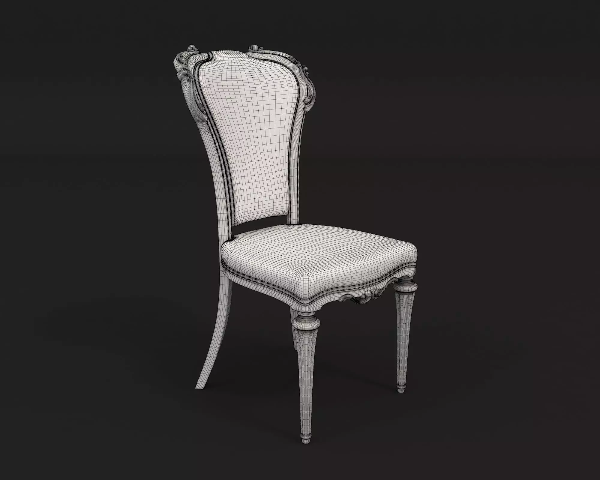 Classic European style Dining Table and Chairs 18 3D model_13