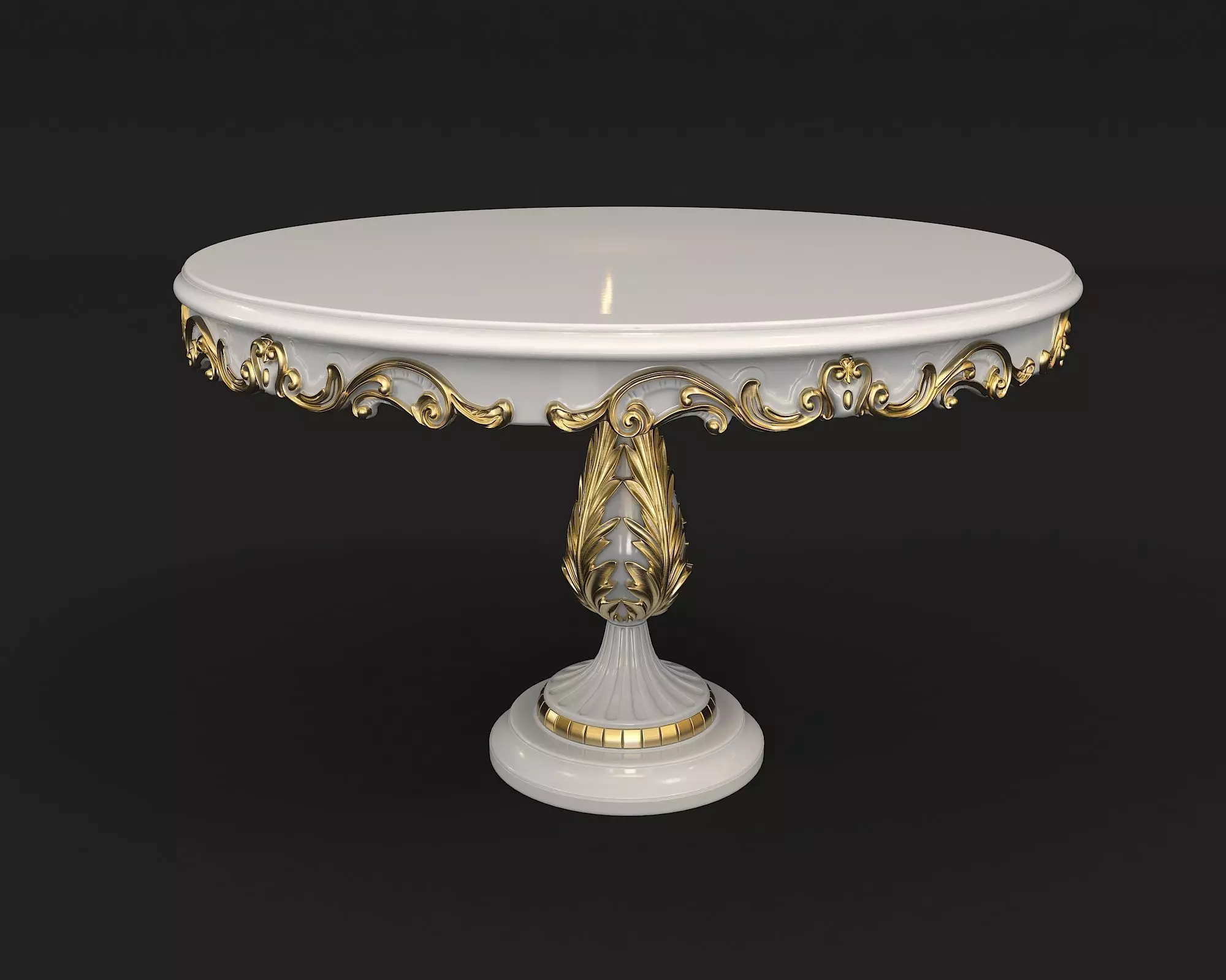 Classic European style Dining Table and Chairs 18 3D model_10