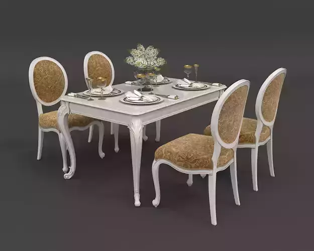 Classic European style Dining Table and Chairs 19