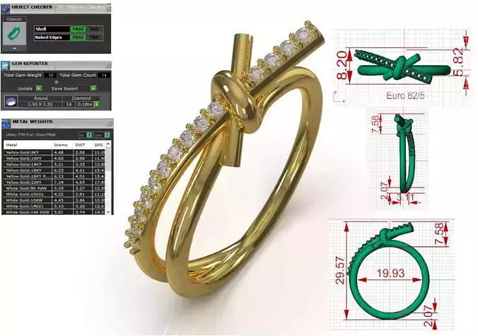 Minimalist Embellished Knot STL 3D 3DM Ring model jr00266