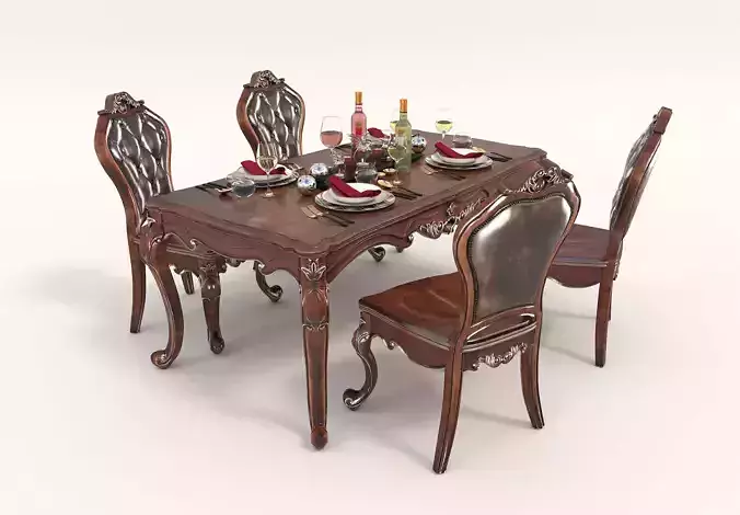 Classic European style Dining Table and Chairs 20