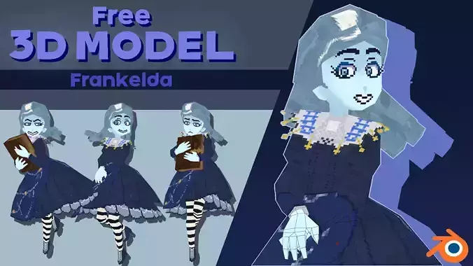 FREE 3D Lowpoly retro style - Frankelda Free low-poly 3D model