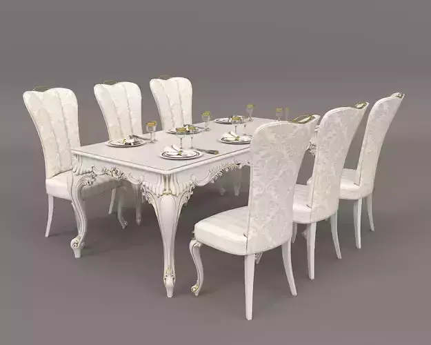 Classic European style Dining Table and Chairs 22