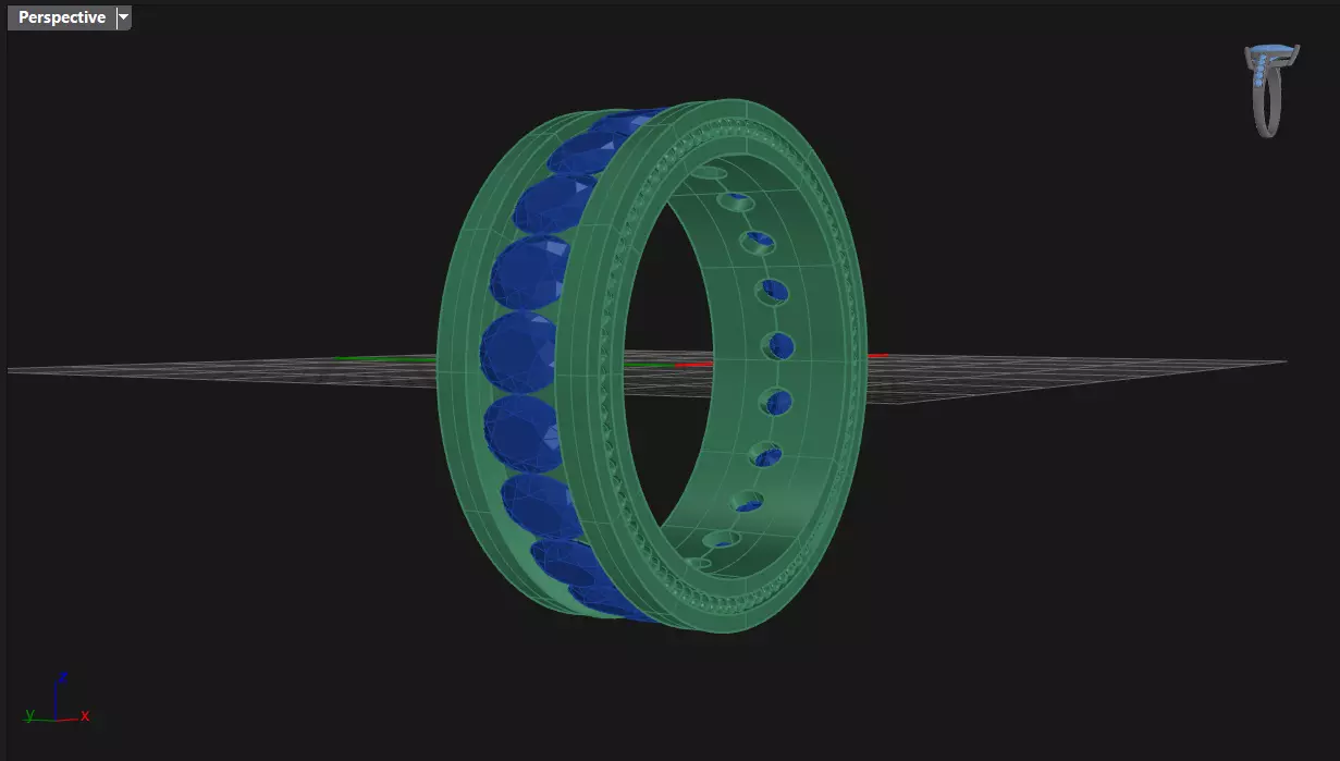 Channel Set Oval cut eternity ring with bead N03 2856CT EU54 3D print model_5