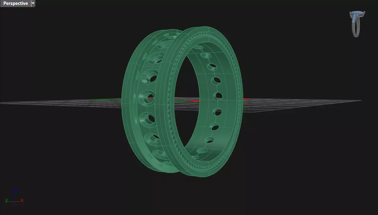 Channel Set Oval cut eternity ring with bead N03 2856CT EU54 3D print model_9