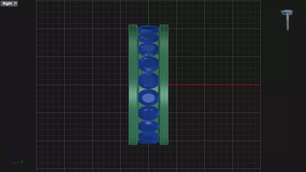 Channel Set Oval cut eternity ring with bead N03 2856CT EU54 3D print model_8