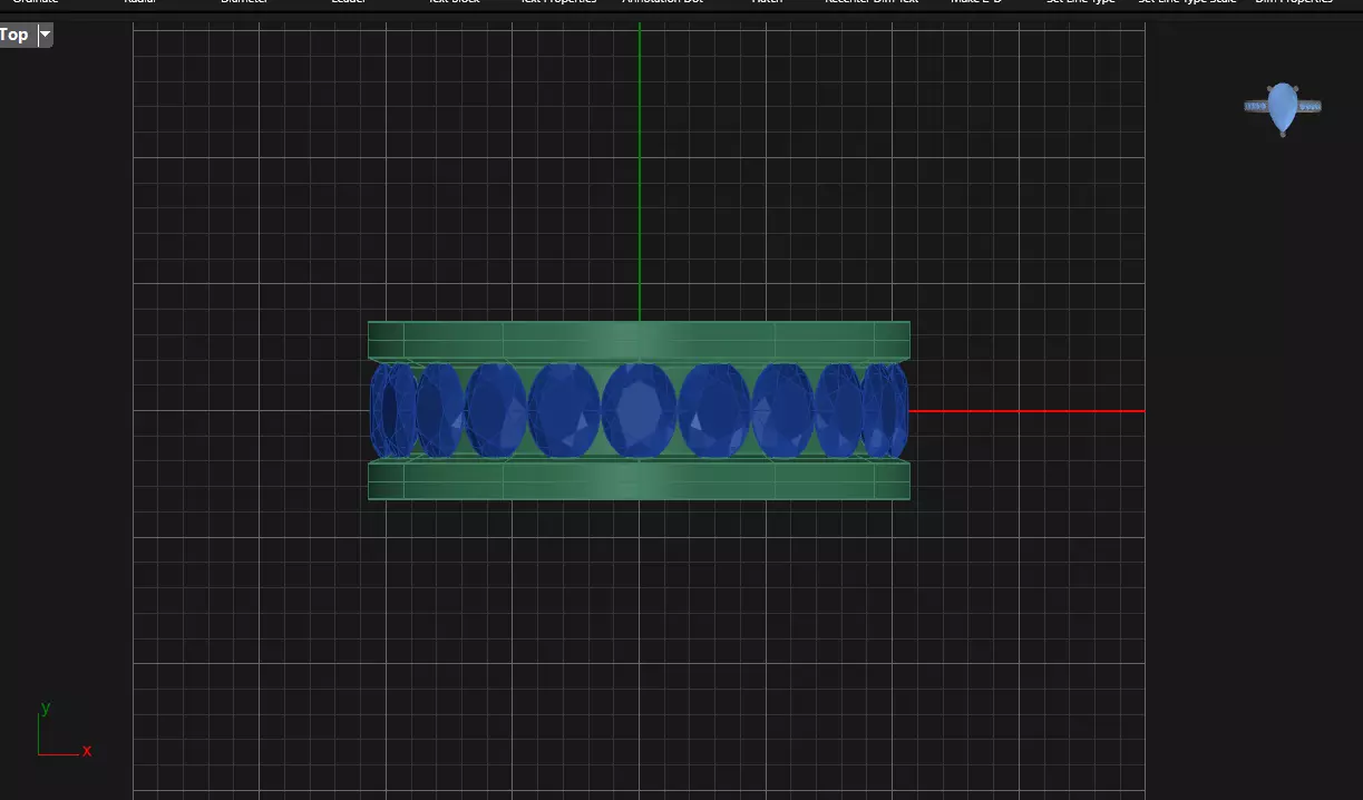 Channel Set Oval cut eternity ring with bead N03 2856CT EU54 3D print model_6