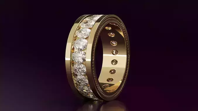 Channel Set Oval cut eternity ring with bead N03 2856CT EU54