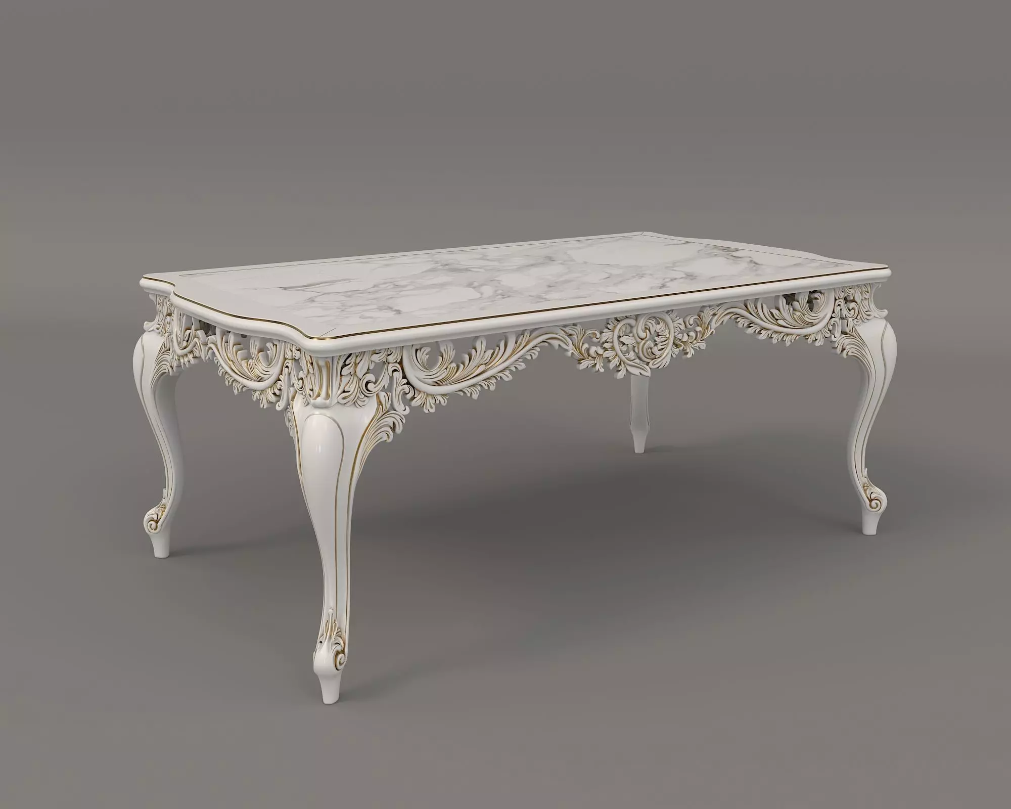 Classic European style Dining Table and Chairs 23 3D model_5