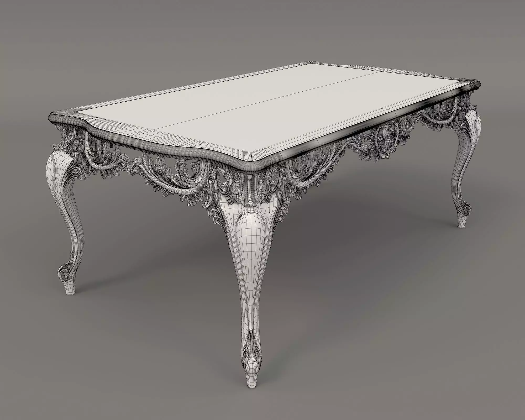 Classic European style Dining Table and Chairs 23 3D model_9