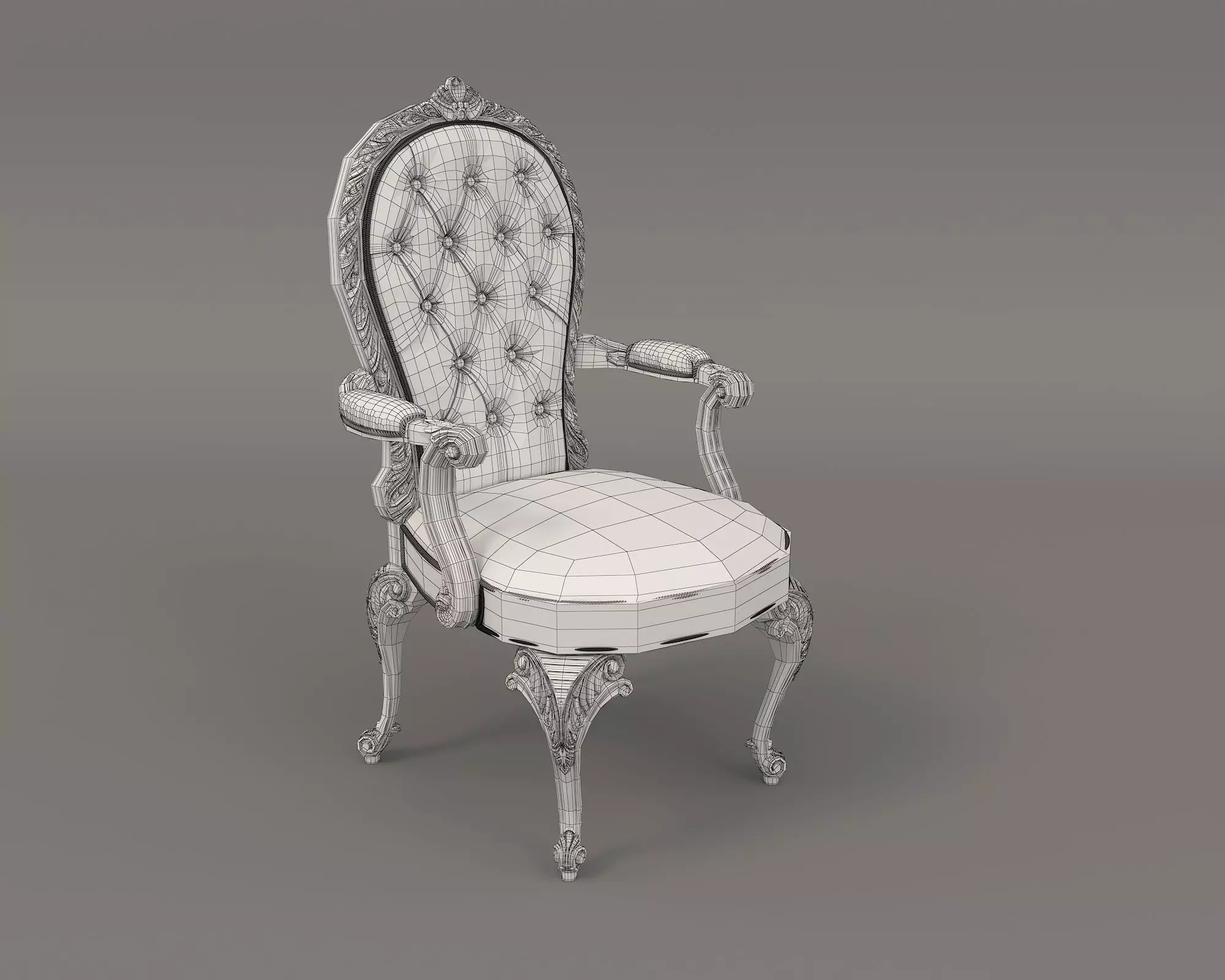 Classic European style Dining Table and Chairs 23 3D model_8
