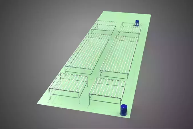 LARGE NFT FIELD AEROPONIC HYDROPONIC LAYOUT ARRAY ROW PLANT FARM