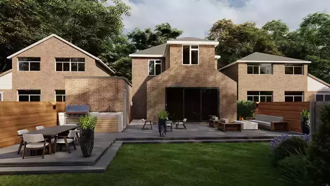 Garden Landscape 3D Model - SketchUp and Lumion Scene -PLAN