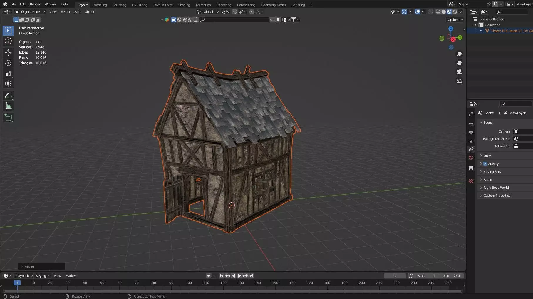 Thatch Hut House 02 For Games and Films 3D Model Low-poly 3D model_6