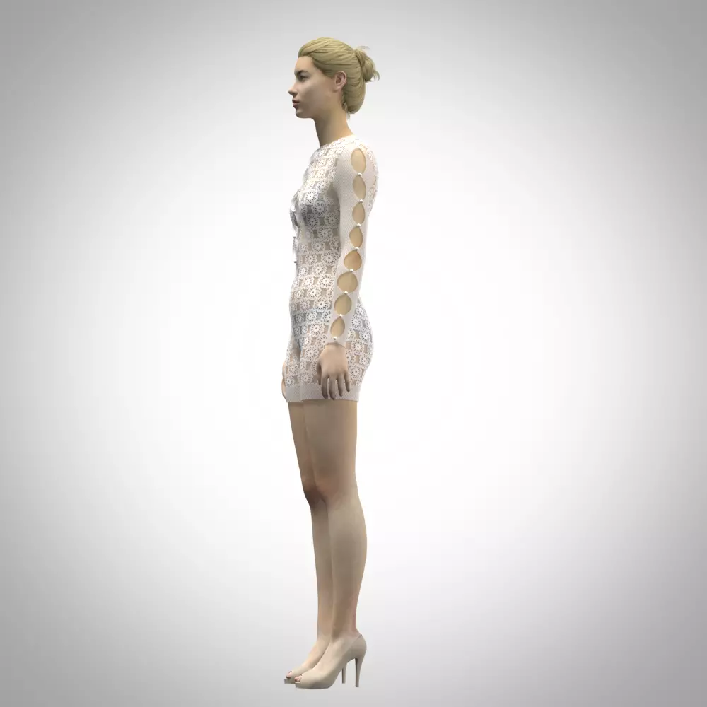 Womens bodysuit 3d clothing rigged model Low-poly 3D model_2