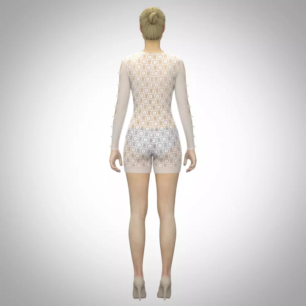 Womens bodysuit 3d clothing rigged model Low-poly 3D model_1