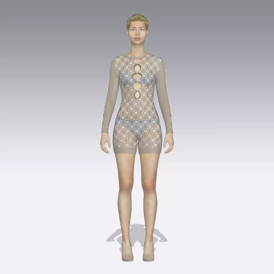 Womens bodysuit 3d clothing rigged model Low-poly 3D model_19