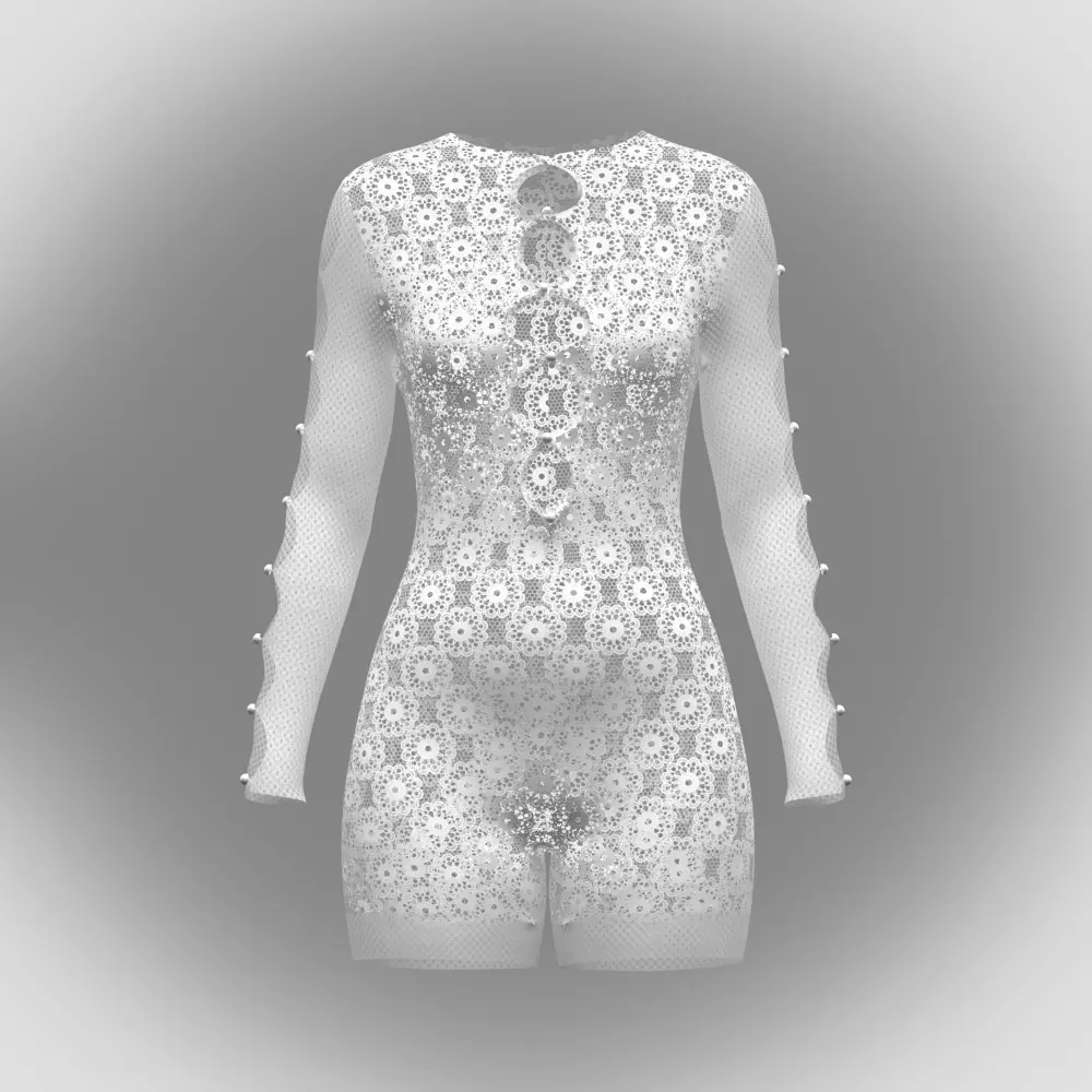 Womens bodysuit 3d clothing rigged model Low-poly 3D model_3