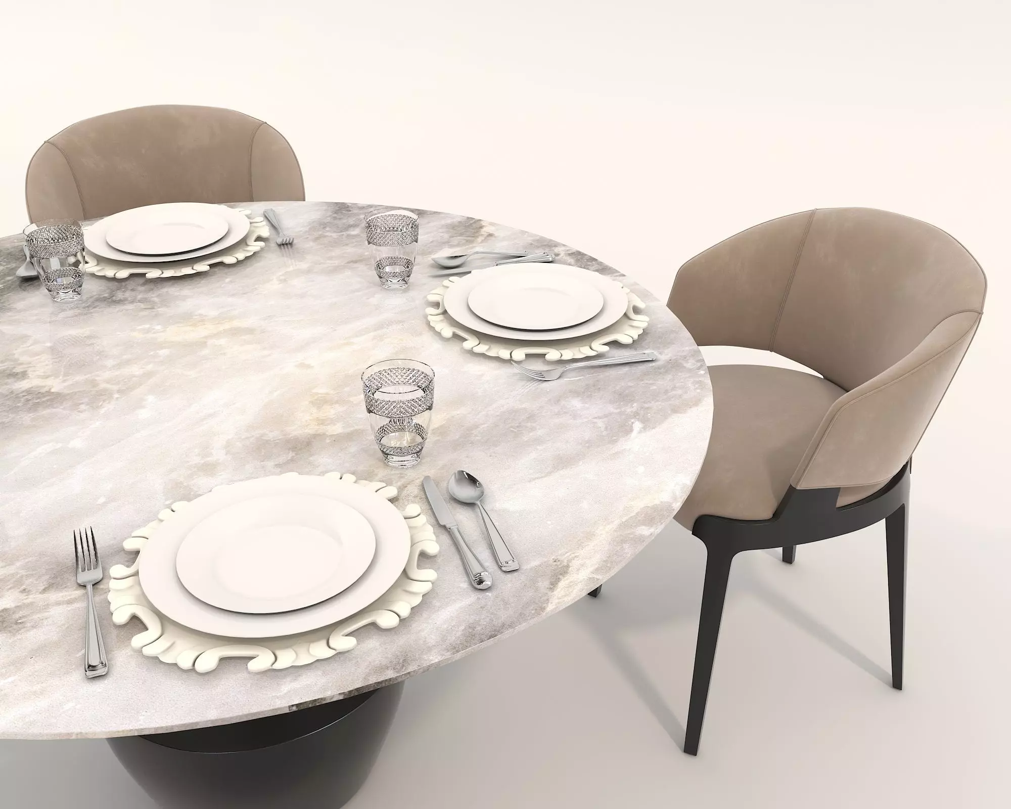 Modern Dining Table and Chairs 20 3D model_4