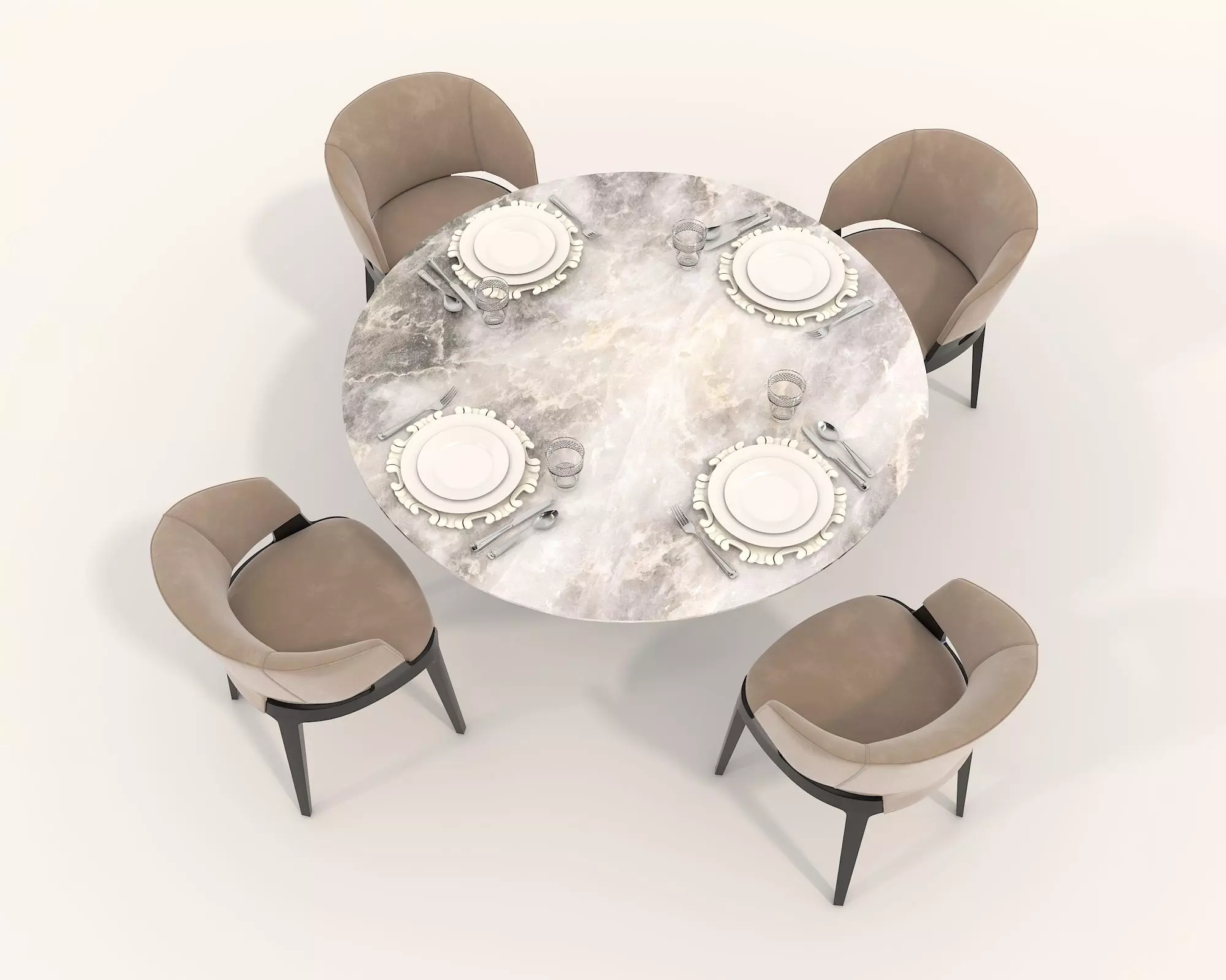 Modern Dining Table and Chairs 20 3D model_1