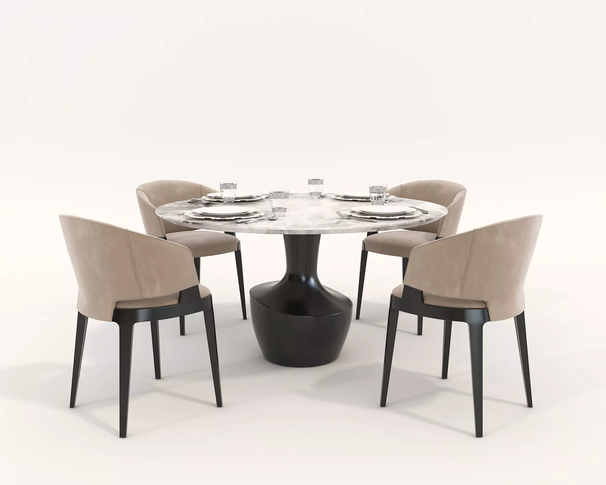 Modern Dining Table and Chairs 20 3D model_0