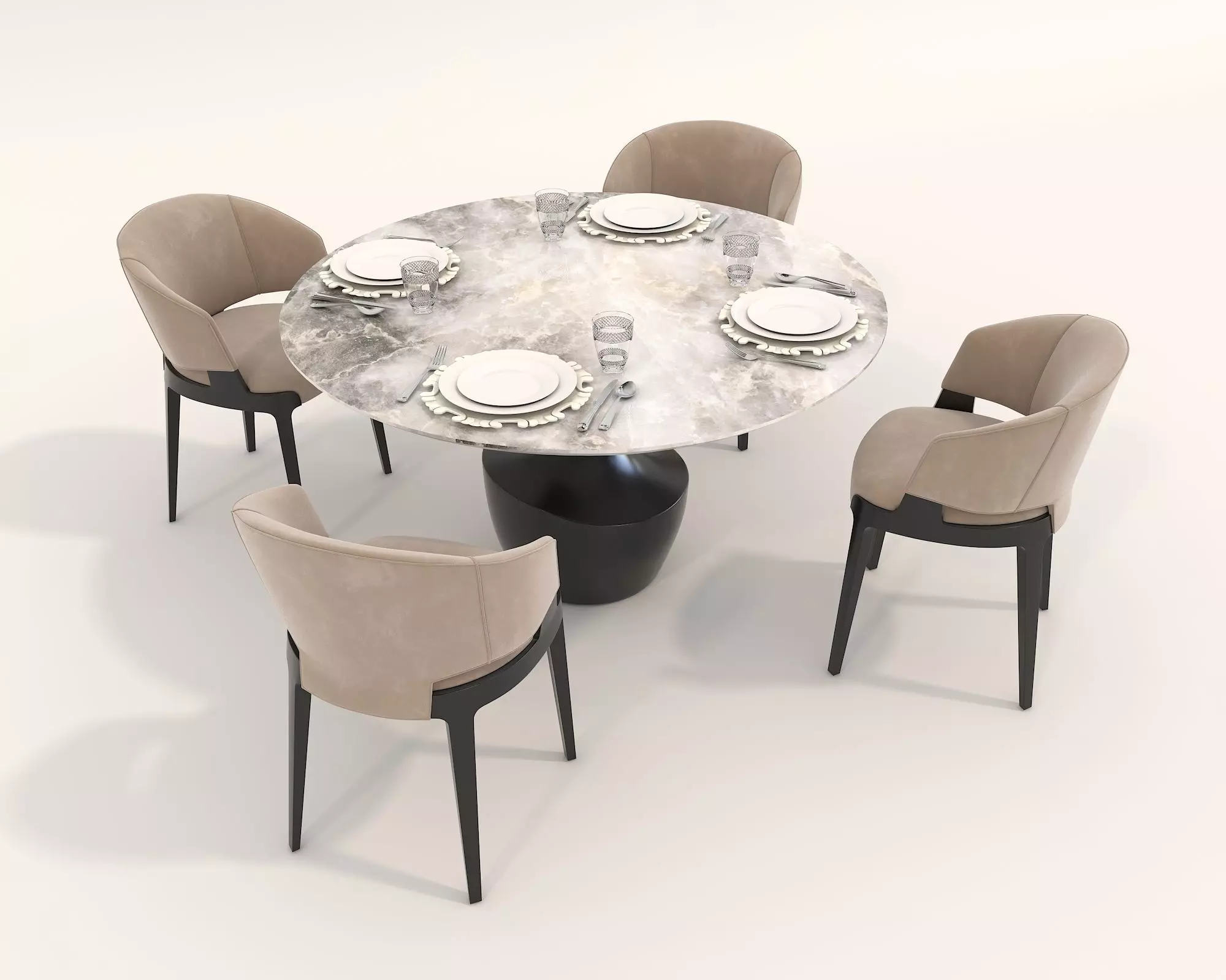 Modern Dining Table and Chairs 20 3D model_3