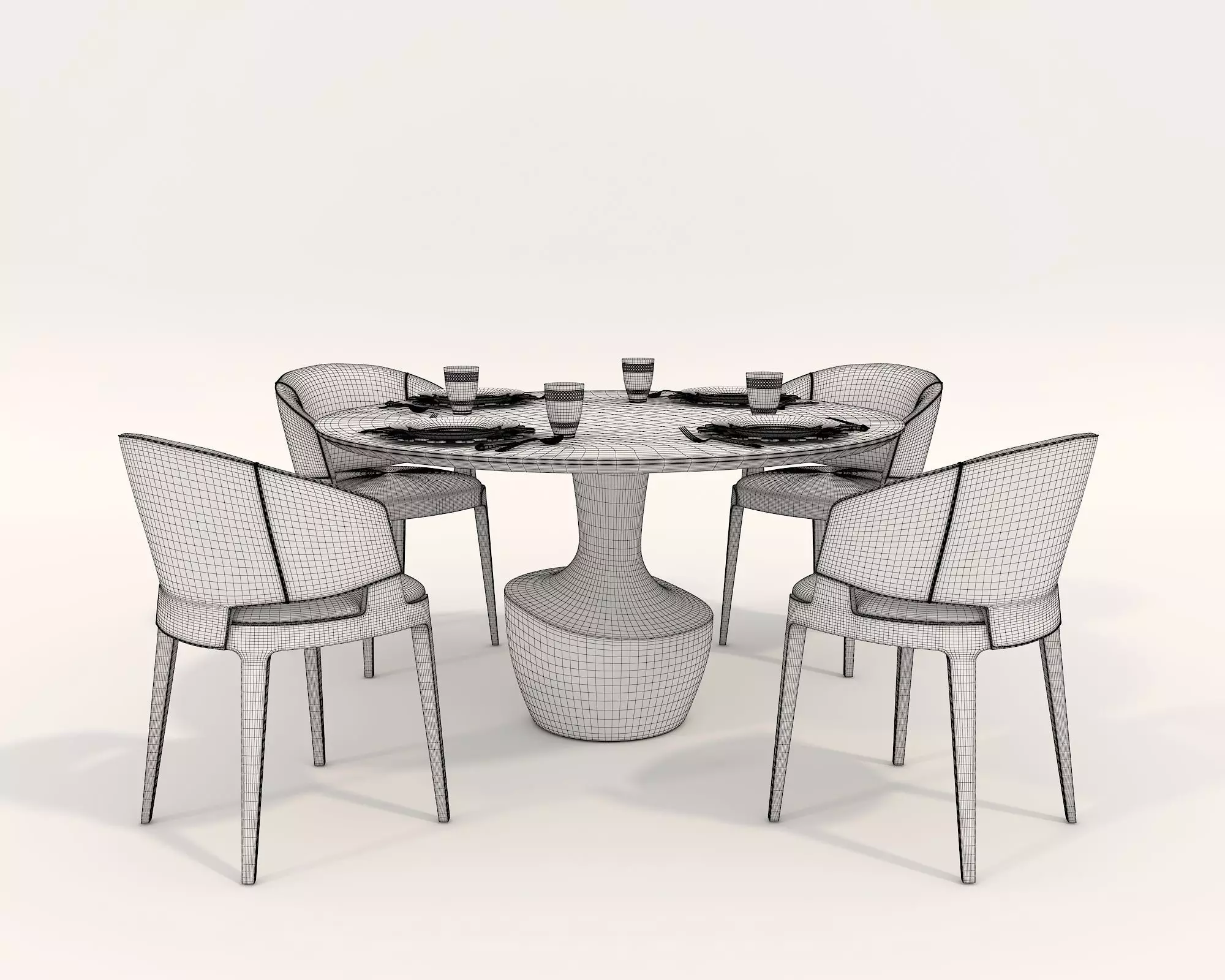 Modern Dining Table and Chairs 20 3D model_8
