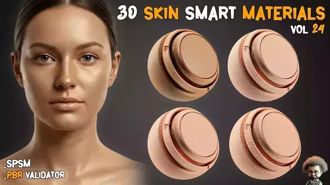 30 Skin Smart Materials and PBR Texture Vol 24 Low-poly 3D model
